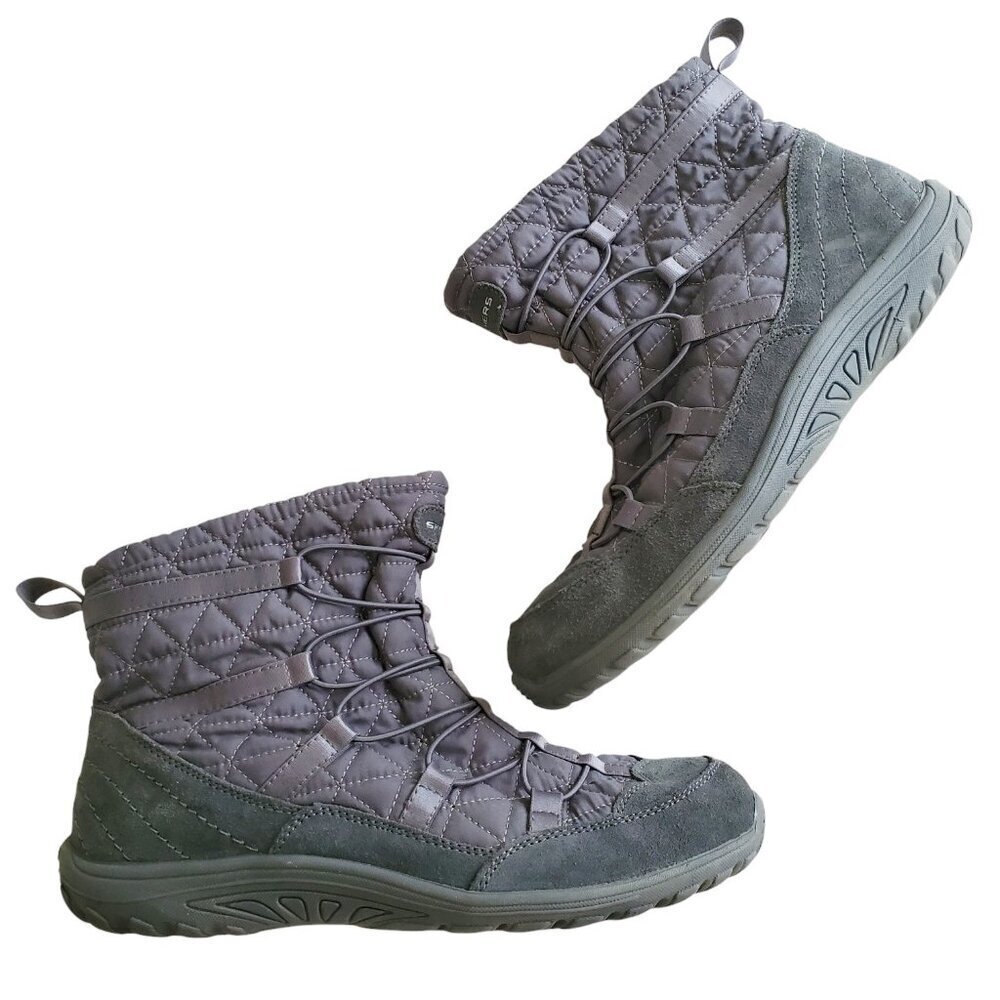 Skechers Suede Reggae Fest Steady Quilted Bungee Ankle Bootie Gorpcore Size 9.5